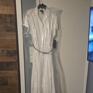 Elegant White Shirt Dress Donna Karan
